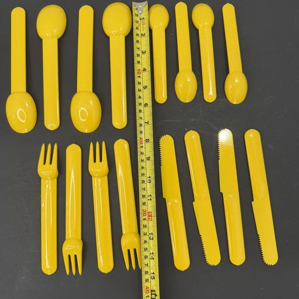 Bodum Melamine 16 Pc Flatware Set Yellow Jorgensen Vintage 80s Swiss